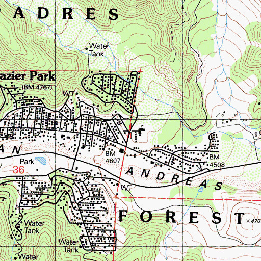 Topographic Map of Frazier Park Elementary School, CA