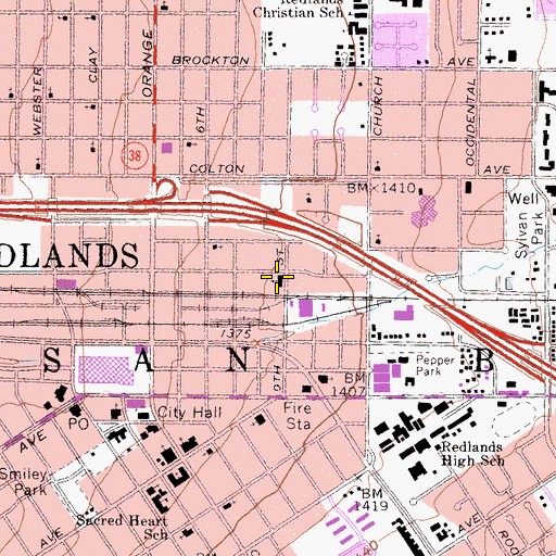 Topographic Map of Second Baptist Church, CA