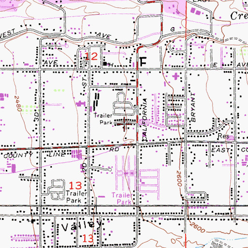 Topographic Map of Church of Christ of Calimesa, CA