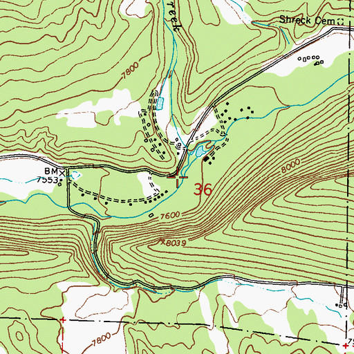 Topographic Map of Shearer Creek, CO