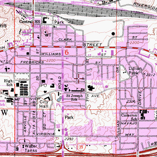 Topographic Map of Mexican Congregational Church, CA