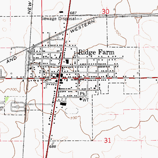 Topographic Map of Ridge Farm Church of the Nazarene, IL