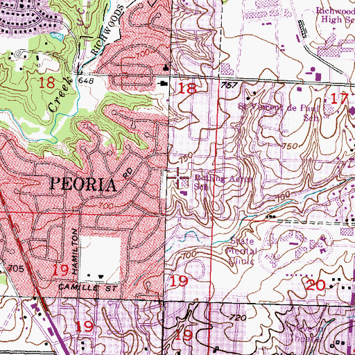 Topographic Map of Peoria Developmental Center, IL