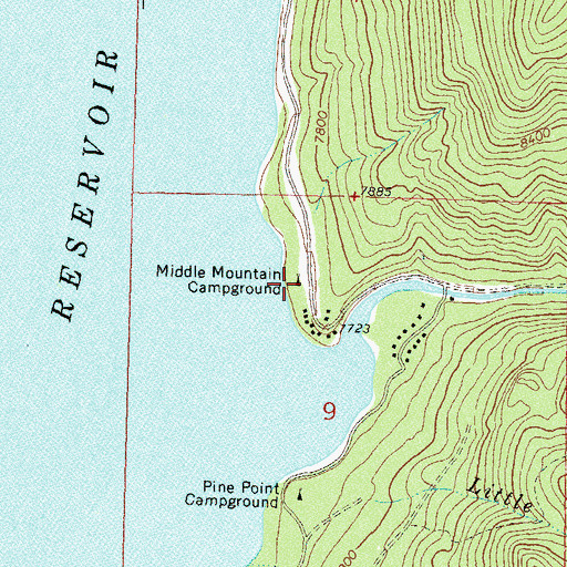 Topographic Map of Middle Mountain Campground, CO