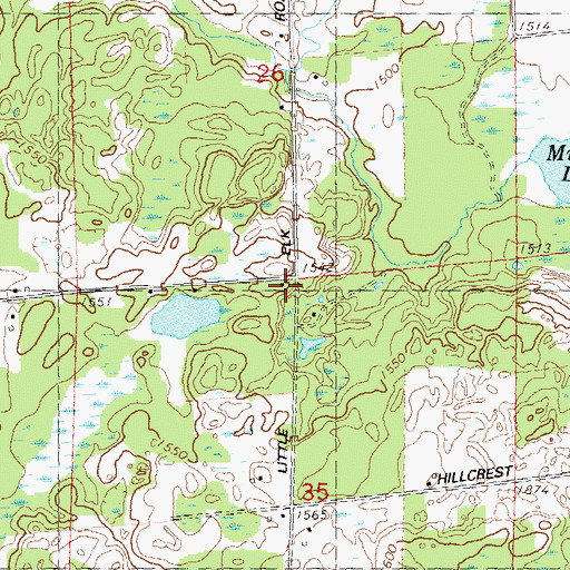 Topographic Map of Mount Hope School (historical), WI