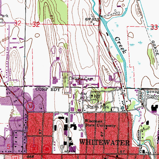 Topographic Map of Esker Dining Hall, WI