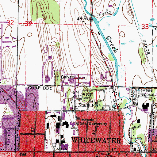 Topographic Map of Tutt Hall, WI