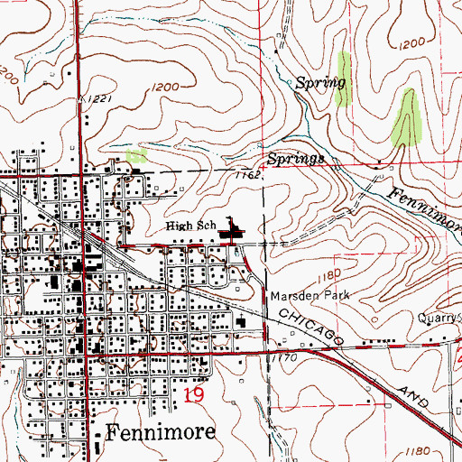 Topographic Map of Fennimore High School, WI