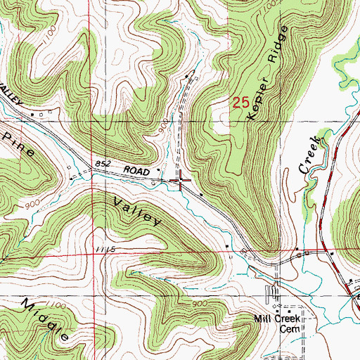 Topographic Map of Pine Valley School (historical), WI