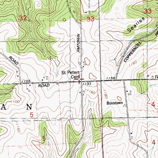 Topographic Map of Saint Peters Church (historical), WI