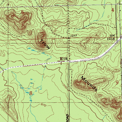 Topographic Map of Trow (historical), WI