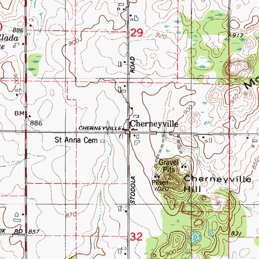 Topographic Map of Chernesville School (historical), WI