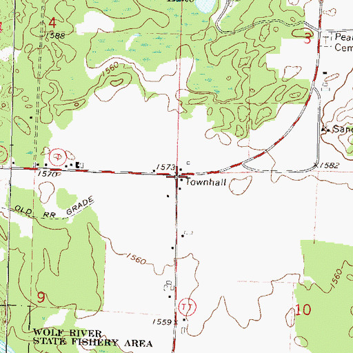 Topographic Map of Pearson School (historical), WI