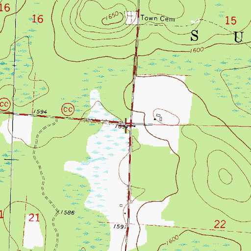 Topographic Map of Saint Paul Church (historical), WI