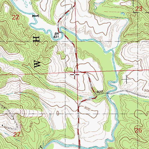 Topographic Map of Oden School (historical), WI