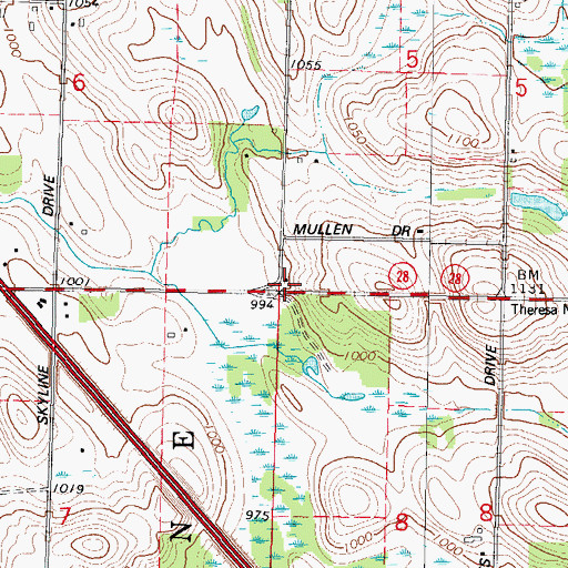 Topographic Map of Mullen School (historical), WI