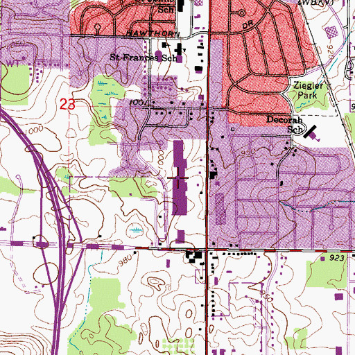 Topographic Map of Paradise Mall Shopping Center, WI