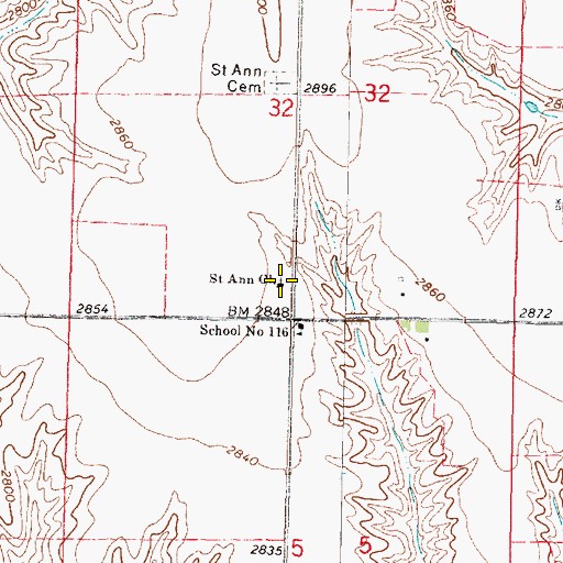 Topographic Map of Saint Ann Post Office (historical), NE