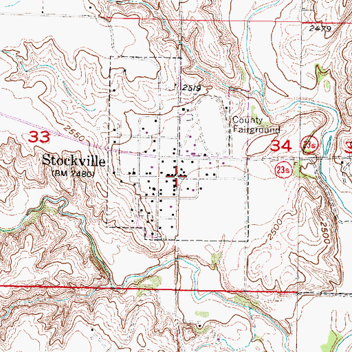 Topographic Map of Frontier County Court House, NE
