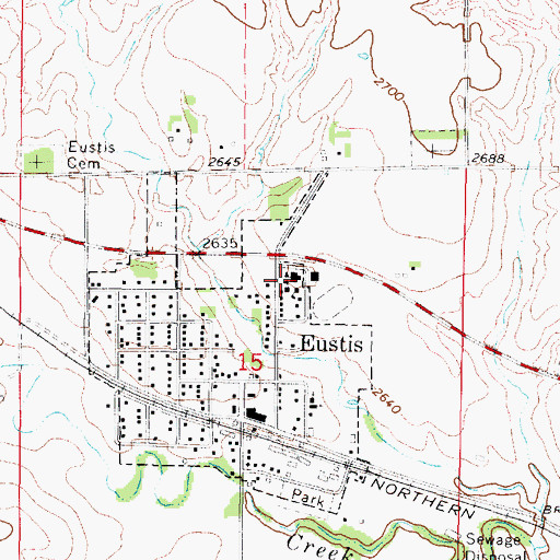 Topographic Map of Eustis-Farnam High School, NE