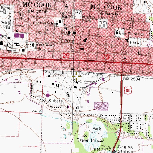 Topographic Map of McCook, NE