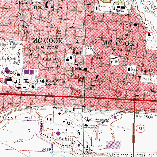 Topographic Map of McCook Townhouse Incorporated, NE