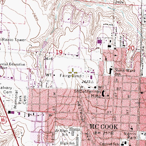 Topographic Map of Red Willow County Fairgrounds, NE