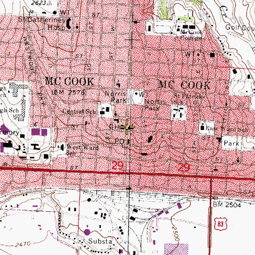 Topographic Map of Perry Grain Company Elevator, NE
