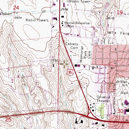 Topographic Map of Kingdom Hall of Jehovas Witnesses, NE