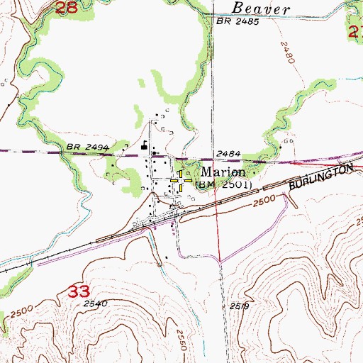 Topographic Map of Marion Post Office, NE