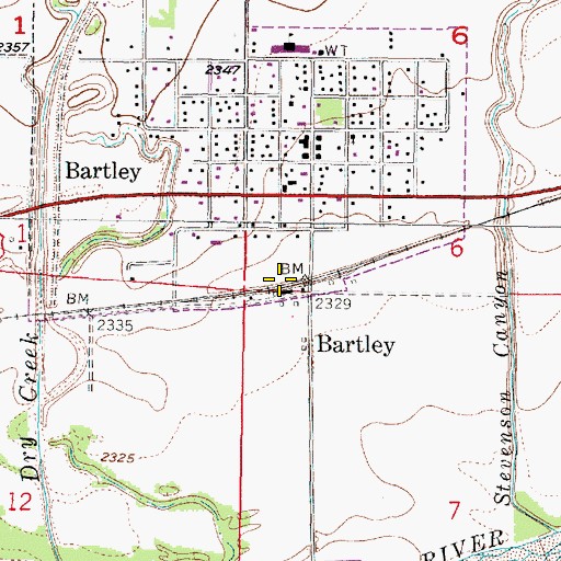 Topographic Map of Bartley, NE