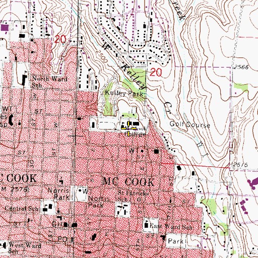 Topographic Map of True Hall, NE