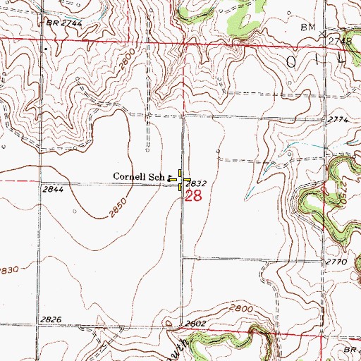 Topographic Map of Cornell Post Office (historical), NE