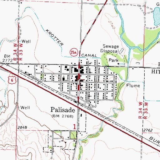 Topographic Map of Palisade, NE