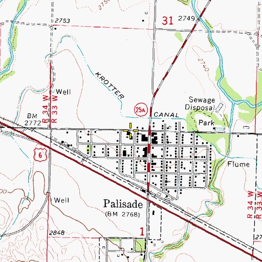 Topographic Map of Wauneta Palisade Junior High School, NE
