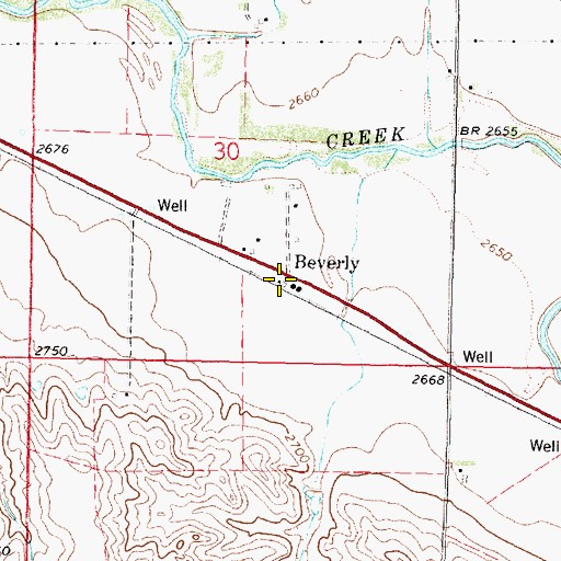 Topographic Map of Beverly Post Office (historical), NE