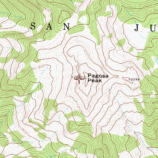 Topographic Map of Pagosa Peak, CO