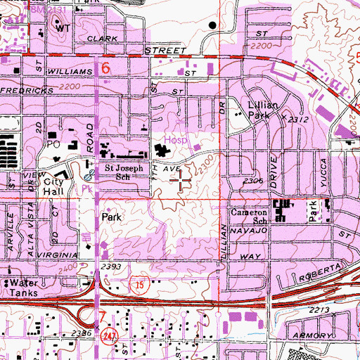 Topographic Map of Barstow Community Hospital, CA