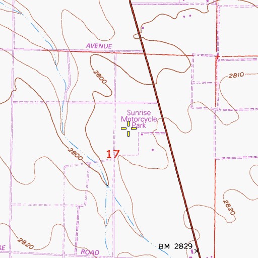 Topographic Map of Sunrise Motorcycle Park, CA