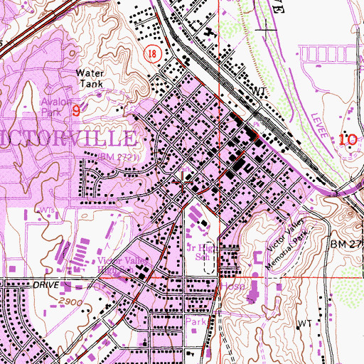 Topographic Map of Sixth Street Prep School, CA