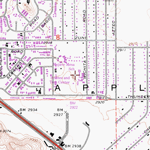Topographic Map of Vista Campana Middle School, CA