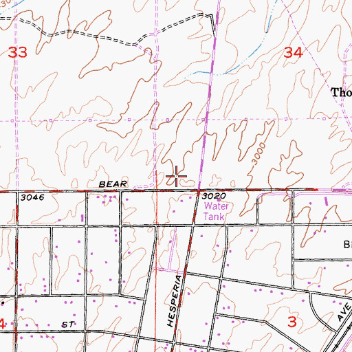 Topographic Map of Hi Desert Plaza Shopping Center, CA