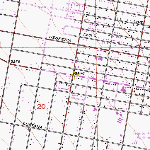 Topographic Map of Hesperia Branch San Bernardino County Library, CA
