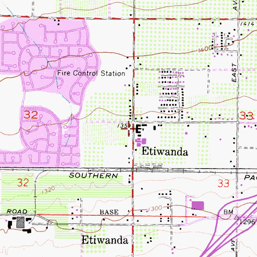 Topographic Map of Etiwanda Intermediate School, CA