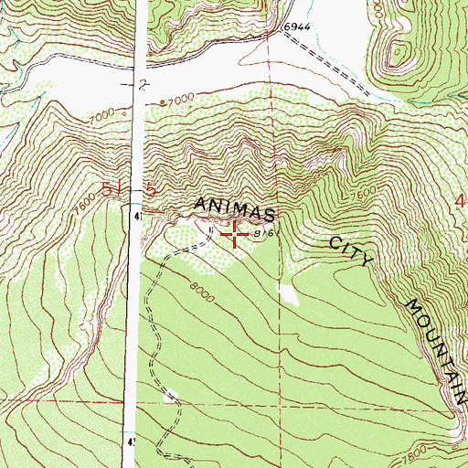 Topographic Map of Animas City Mountain, CO