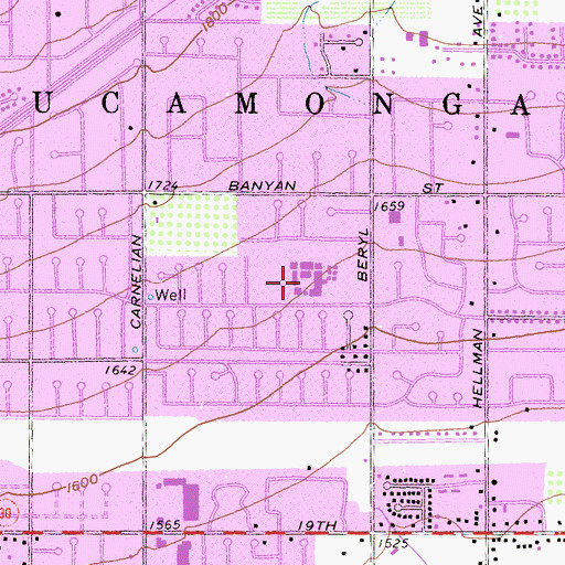 Topographic Map of Alta Loma Junior High School, CA