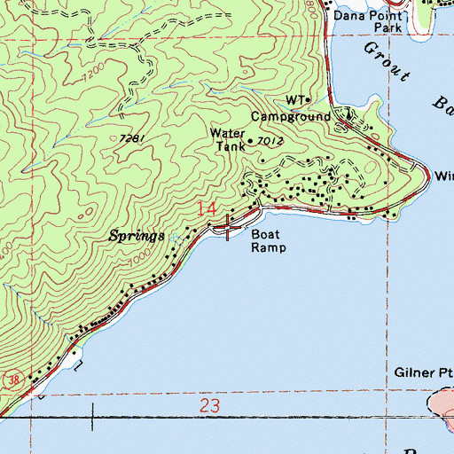 Topographic Map of West Public Boat Ramp, CA