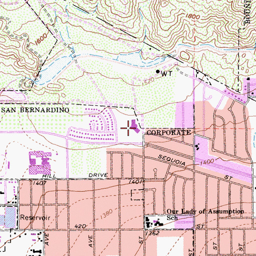 Topographic Map of North Park Elementary School, CA
