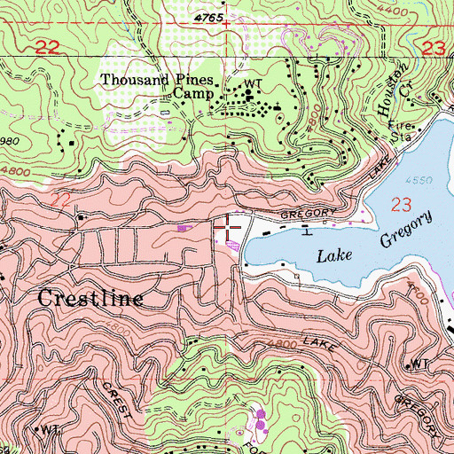 Topographic Map of Crest Line Park, CA