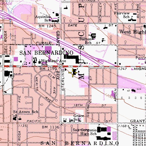 Topographic Map of Highland Plaza Shopping Center, CA